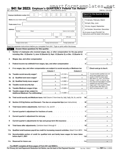 Free IRS 941 PDF Form