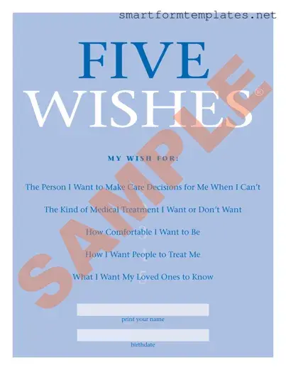 Free 5 Wishes Document PDF Form