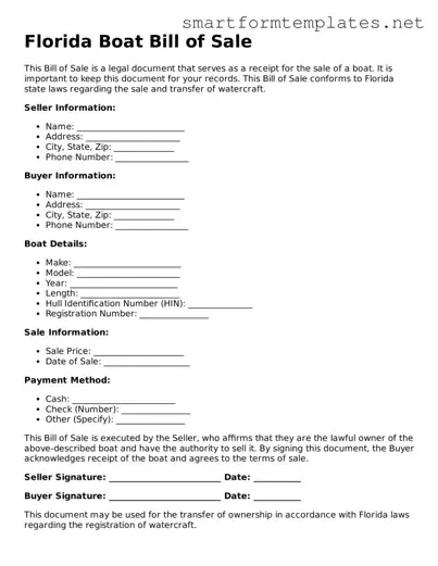 Official Florida Boat Bill of Sale Form