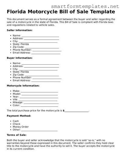 Official Florida Motorcycle Bill of Sale Form