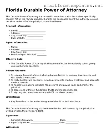 Official Florida Durable Power of Attorney Form