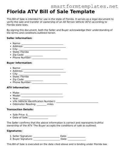 Official Florida ATV Bill of Sale Form