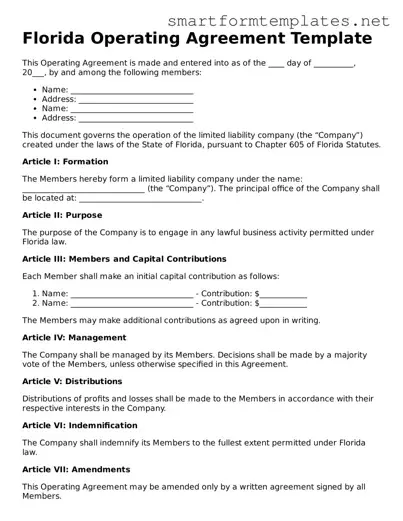 Official Florida Operating Agreement Form