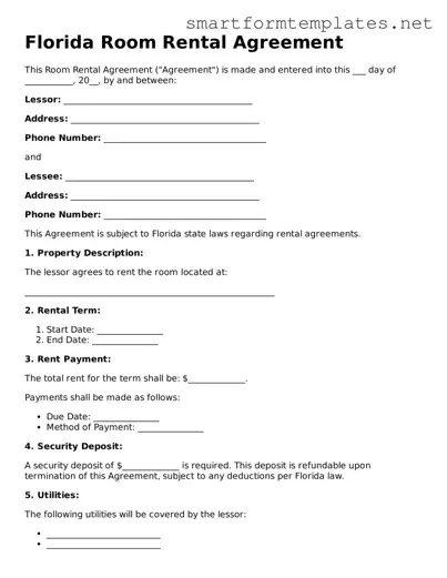 Official Florida Room Rental Agreement Form