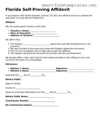 Official Florida Self-Proving Affidavit Form