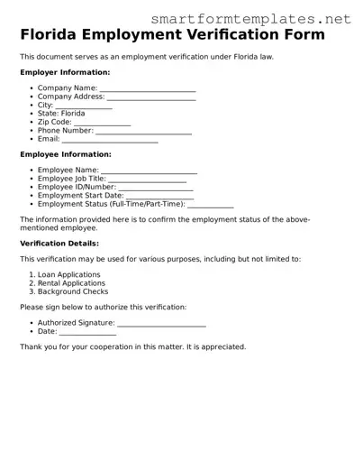 Official Florida Employment Verification Form