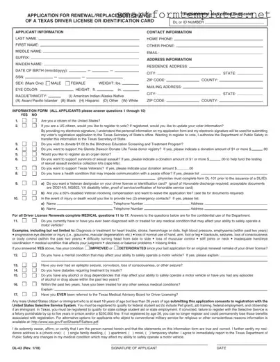Free DL-43 PDF Form