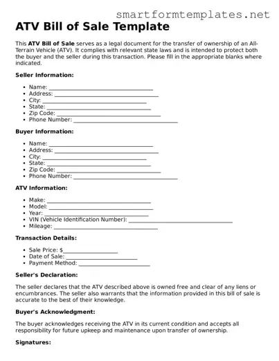 ATV Bill of Sale Template