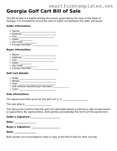 Official Georgia Golf Cart Bill of Sale Form