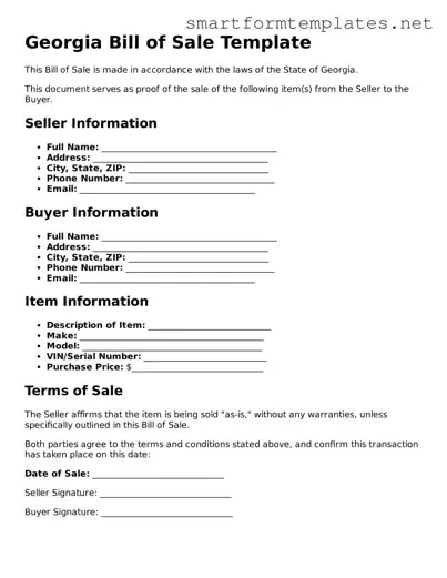 Official Georgia Bill of Sale Form