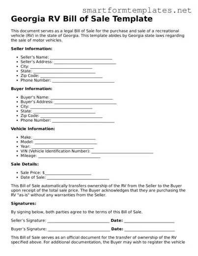 Official Georgia RV Bill of Sale Form