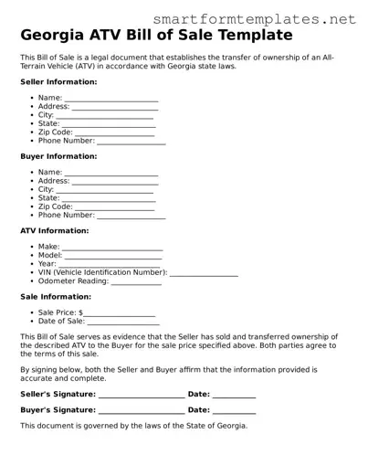 Official Georgia ATV Bill of Sale Form