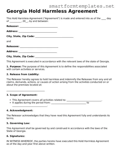 Official Georgia Hold Harmless Agreement Form