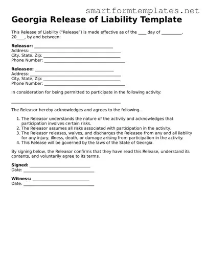 Official Georgia Release of Liability Form