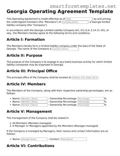 Official Georgia Operating Agreement Form