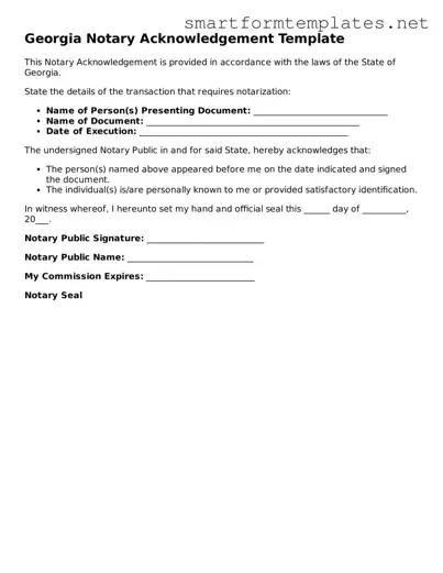 Official Georgia Notary Acknowledgement Form