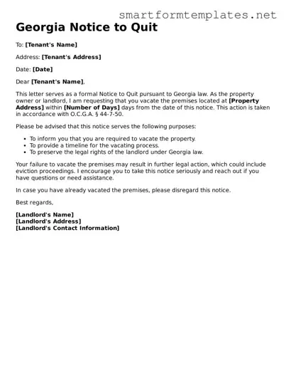 Official Georgia Notice to Quit Form