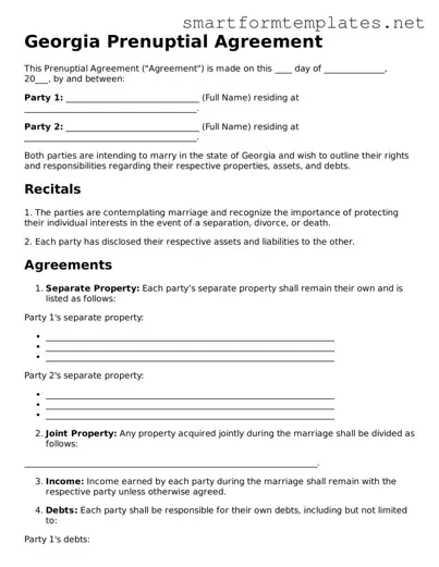 Official Georgia Prenuptial Agreement Form