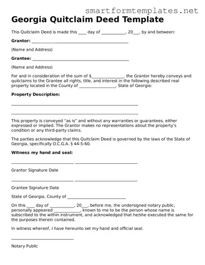 Official Georgia Quitclaim Deed Form
