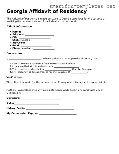 Official Georgia Affidavit of Residency Form