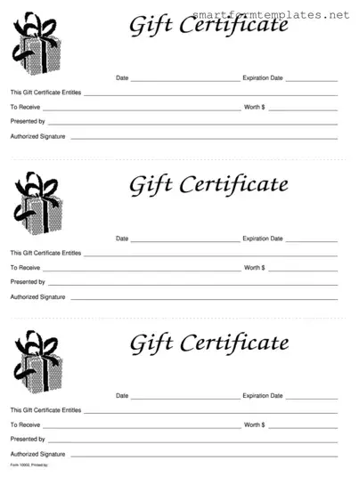 Free Gift Certificate PDF Form