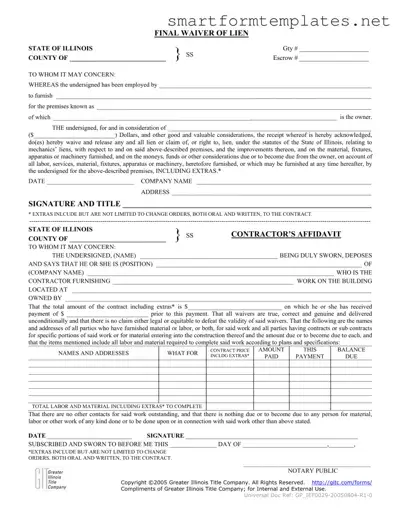 Free Illinois Final Waiver Of Lien PDF Form