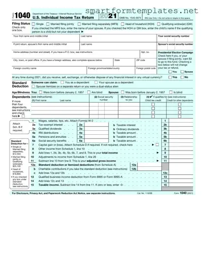 Free IRS 1040 PDF Form