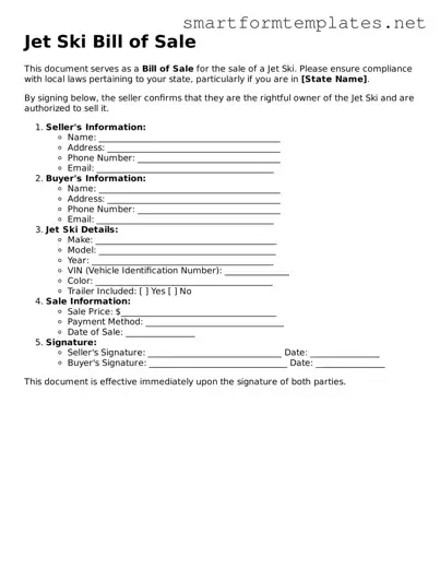 Jet Ski Bill of Sale Template