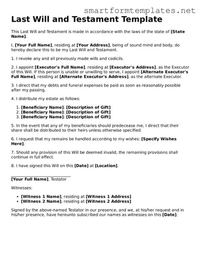 Last Will and Testament Template