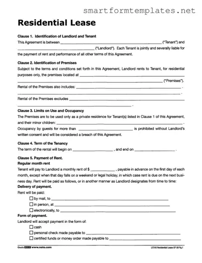 Free Lf310 Residential Lease PDF Form