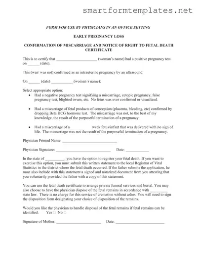 Free Miscarriage Discharge Paper PDF Form