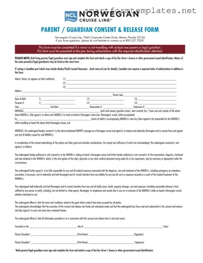 Free NCL Parental Consent PDF Form