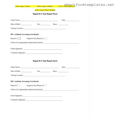 Free Negative Hiv Test PDF Form