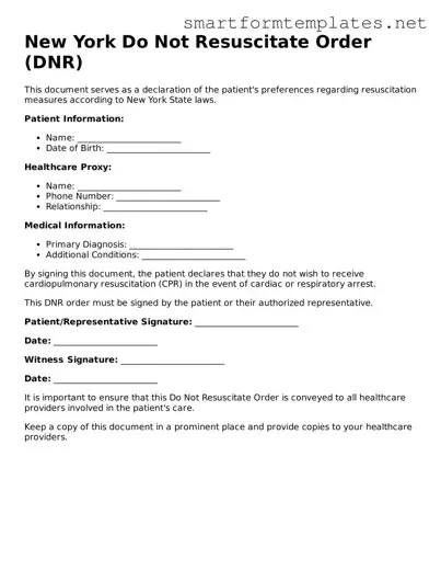 Official New York Do Not Resuscitate Order Form