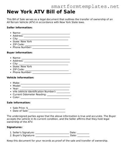 Official New York ATV Bill of Sale Form