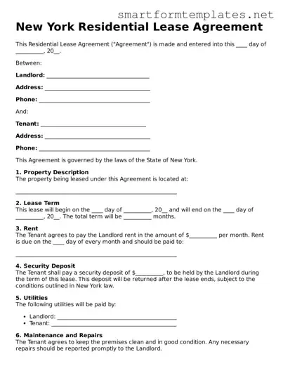 Official New York Residential Lease Agreement Form
