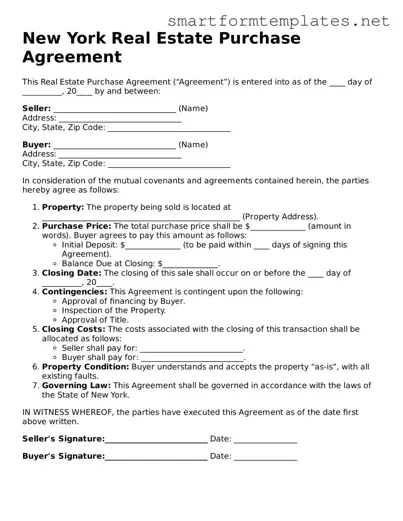 Official New York Real Estate Purchase Agreement Form