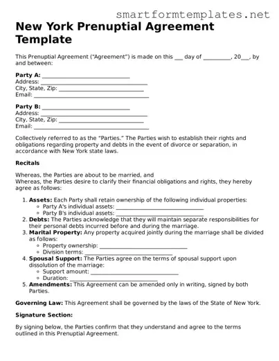 Official New York Prenuptial Agreement Form