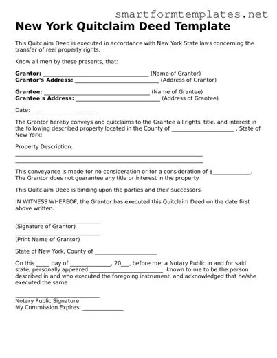 Official New York Quitclaim Deed Form