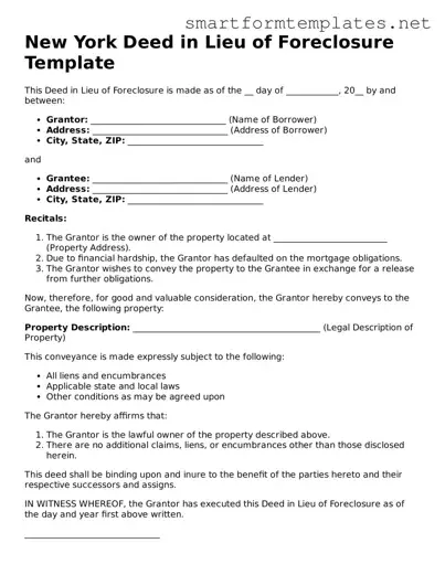 Official New York Deed in Lieu of Foreclosure Form