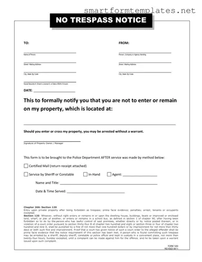 Free No Trespassing Letter PDF Form