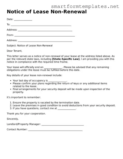 Notice of Lease Non-Renewal Template