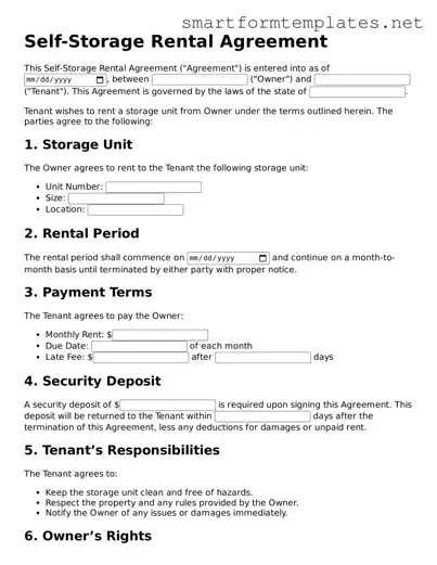Self-Storage Rental Agreement Template
