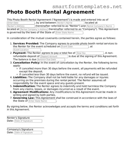 Photo Booth Rental Agreement Template
