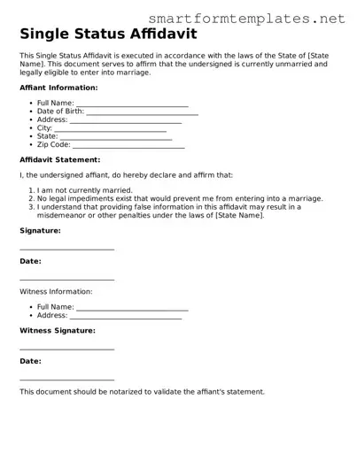 Single Status Affidavit Template