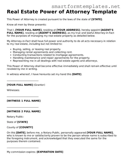 Real Estate Power of Attorney Template