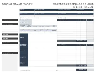 Free Roofing Estimate PDF Form