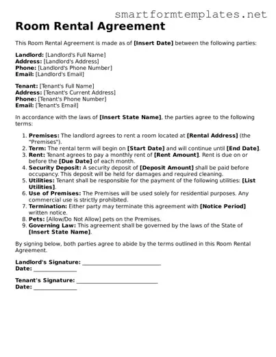 Room Rental Agreement Template