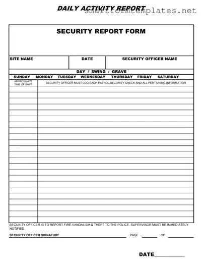 Free Security Guard Daily Report Sample PDF Form