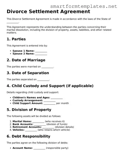 Divorce Settlement Agreement Template